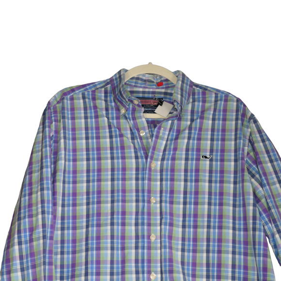 Vineyard Vines by Shep Ian Button Down Shirt Mens L Purple Slim Fit 100% Cotton - Picture 2 of 14